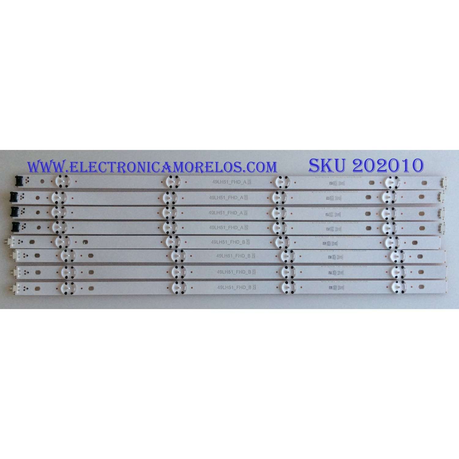 KIT DE LED'S PARA TV (8 PIEZAS) / LG / 49LH51_FHD_B / SSC_49INCH_FHD_B_REV00_150924 / PANEL NC490DUE-ABEX1 / MODELOS 49LH570A-UE / 49LJ5100-UC
