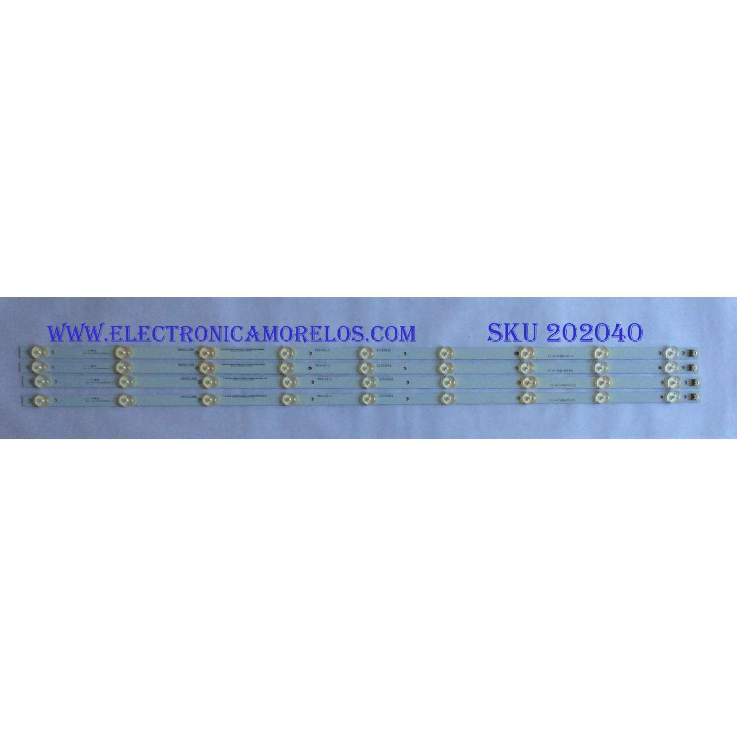 KIT DE LED´S PARA TV ( 4 PIEZAS ) /  Element, Westinghouse /  IC-A-CNBW40D431 / DY-01E340369 / 4640CL066 / 21002542 / PANEL 72001873 / MODELO ELEFW408 D1400