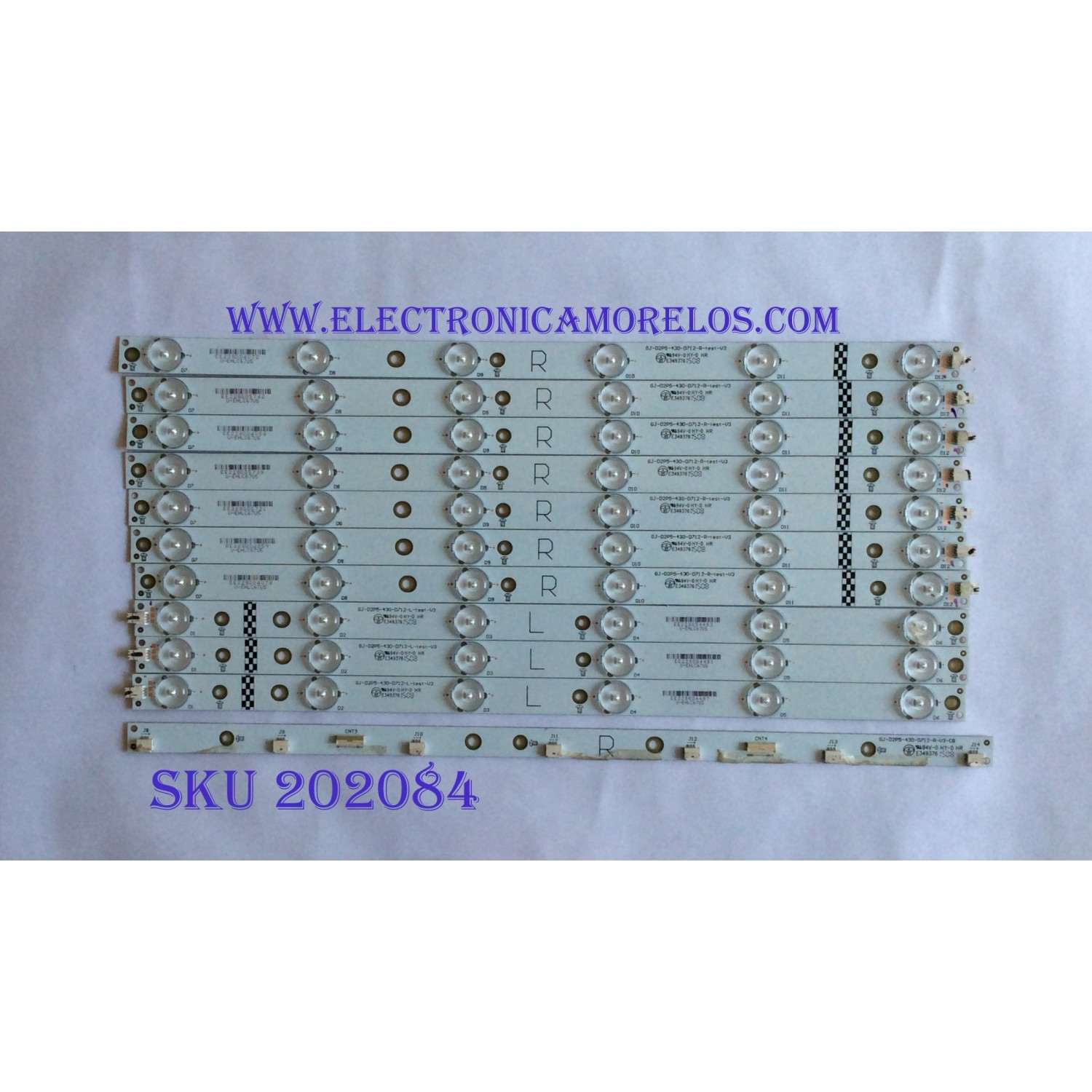 KIT DE LED'S PARA TV / VIZIO / GJ-D2P5-430-D712-L-TEST-V3 / E349376 / U-EHLC67U4 / PANEL TPT430H3-QVN01.U REV: S000A / MODELO M43-C1 / NOTA IMPORTANTE : KIT CUENTA ORIGINALMENTE 14 PIEZAS ((INCOMPLETO 10 PIEZAS))