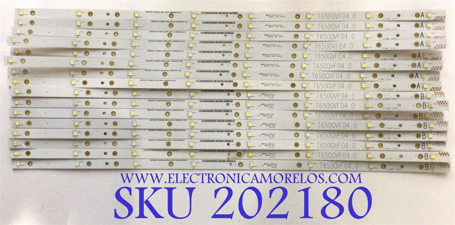 KIT DE LED'S PARA TV (16 PIEZAS) / VIZIO / T650QVF04.0 / LF E88441 / ZE65T330023LMQ1 / PANEL T650QVF04.0 / MODELO P652UI-B2