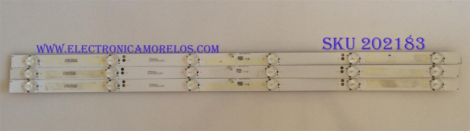 KIT DE LED'S PARA TV ( 3 PIEZAS ) / INSIGNIA / 2447620120T / SHINEON  2D01142  REV.B / PANEL BOEI320WX1 / MODELO NS-32D312NA15 