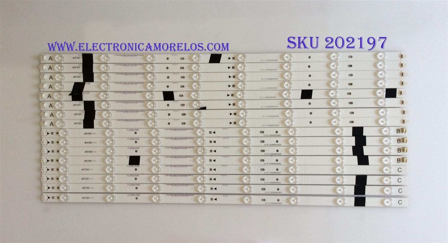 KIT DE LED'S PARA TV (16 PIEZAS) / JVC / IC-C-VZAA65D390A / IC-D-VZAA65D390B / IC-D-VZAA65D390C / 098101022173 / 098101022174 / 098101022175 / MODELO EM65FTR