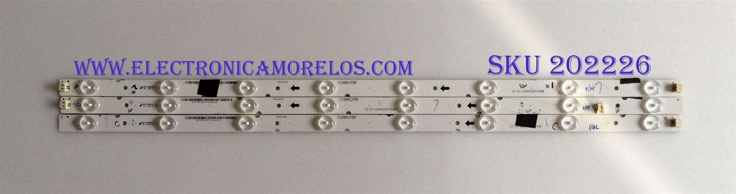 KIT DE LED'S PARA TV (3 PIEZAS) / JVC / IC-D-VZAA32D349A / 0981010221BE / IC-D-VZAA32D349B / 0981010221BF / IC-D-VZAA32D349C / 0981010221BG / PANEL 14Y-32VNB5SR2LV0-C / MODELO EM32FL