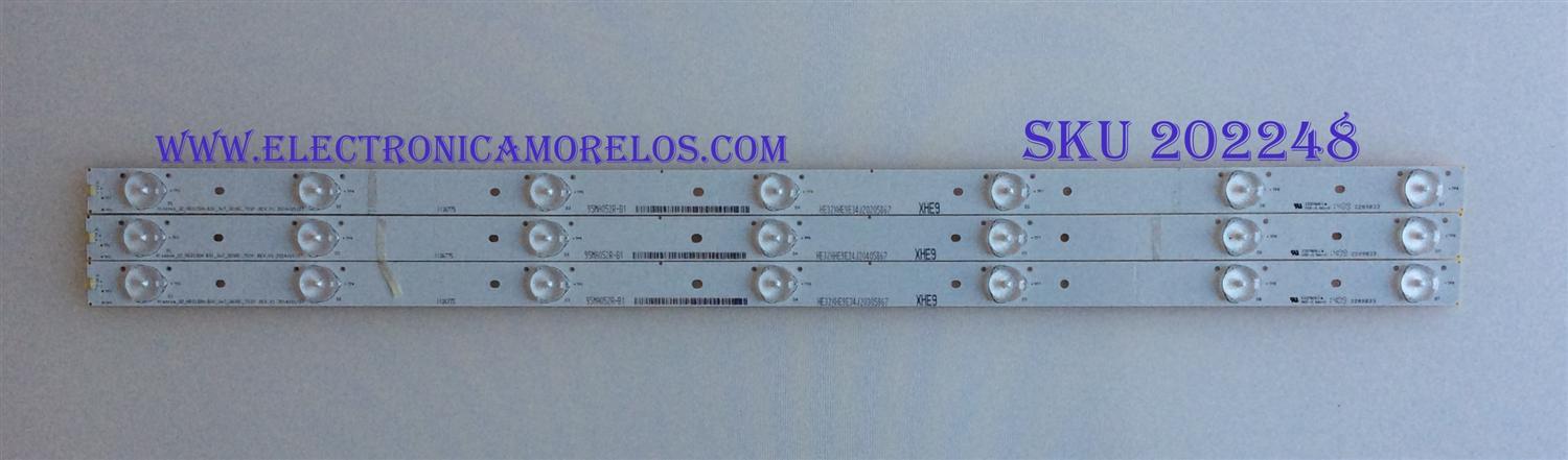 KIT DE LED´S PARA TV ( 3 PIEZAS ) / INSIGNIA / 1136775 / HISENSE_32_HD315DH-B51_3X7_3030C_7S1P   REV.V1 / PANEL HD315DF-B5 / MODELO NS-32D511NA15