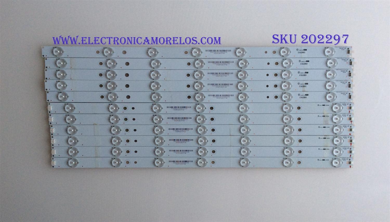KIT DE LED'S PARA TV / VIZIO / 130926-WS-550-014-LAKERS-A5-L / 131007-WS-550-014-LAKERS-A5-R / E162061 / 5638005B71G / MODELO E550I-B2 / NOTA IMPORTANTE : KIT CUENTA ORIGINALMENTE 12 PIEZAS ((INCOMPLETO 11 PIEZAS))   