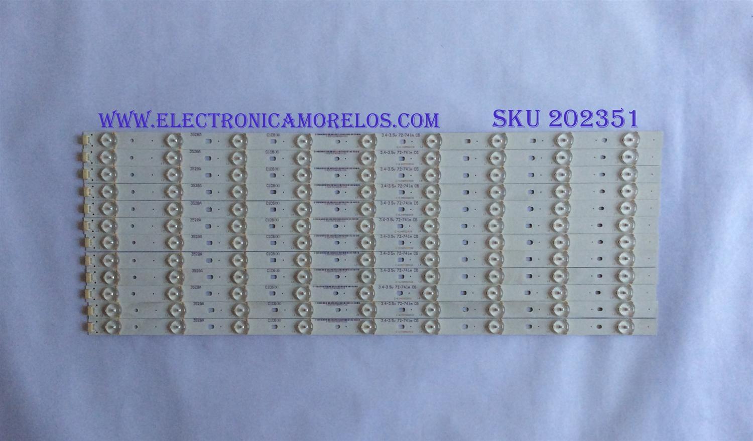 KIT DE LED´S PARA TV ( 12 PIEZAS ) / RCA / C-KJB55D508 / PANEL T55HVN03.3-12V / MODELO LED55G55R120Q 