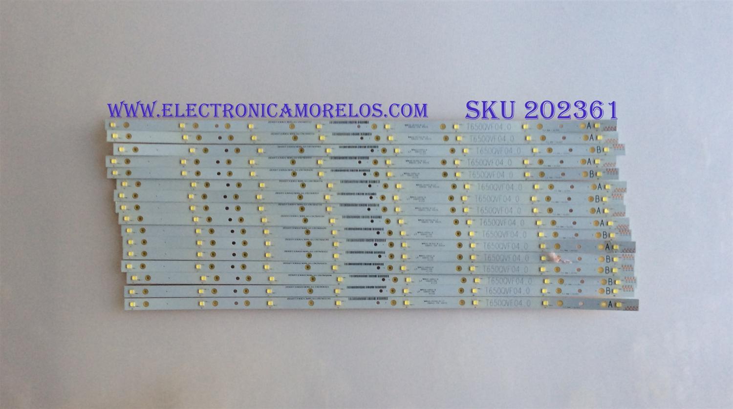 KIT DE LED´S PARA TV ( 16 PIEZAS ) / VIZIO / T650QVF 04.0 / ZE65T330013 / ZE65T330023  / E88441 / PANEL T650QVF06.0 / MODELO M65-C1 