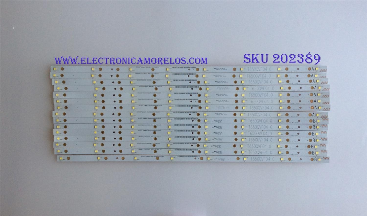 KIT DE LED´S PARA TV ( 15 PIEZAS ) / VIZIO / T650QVF 04.0 / ZE65T330013 / ZE65T330023 / E88441 / PANEL T650QVF06.0 / MODELO M65-C1 / NOTA IMPORTANTE : KIT CUENTA ORIGINALMENTE 16 PIEZAS ((INCOMPLETO 15 PIEZAS))