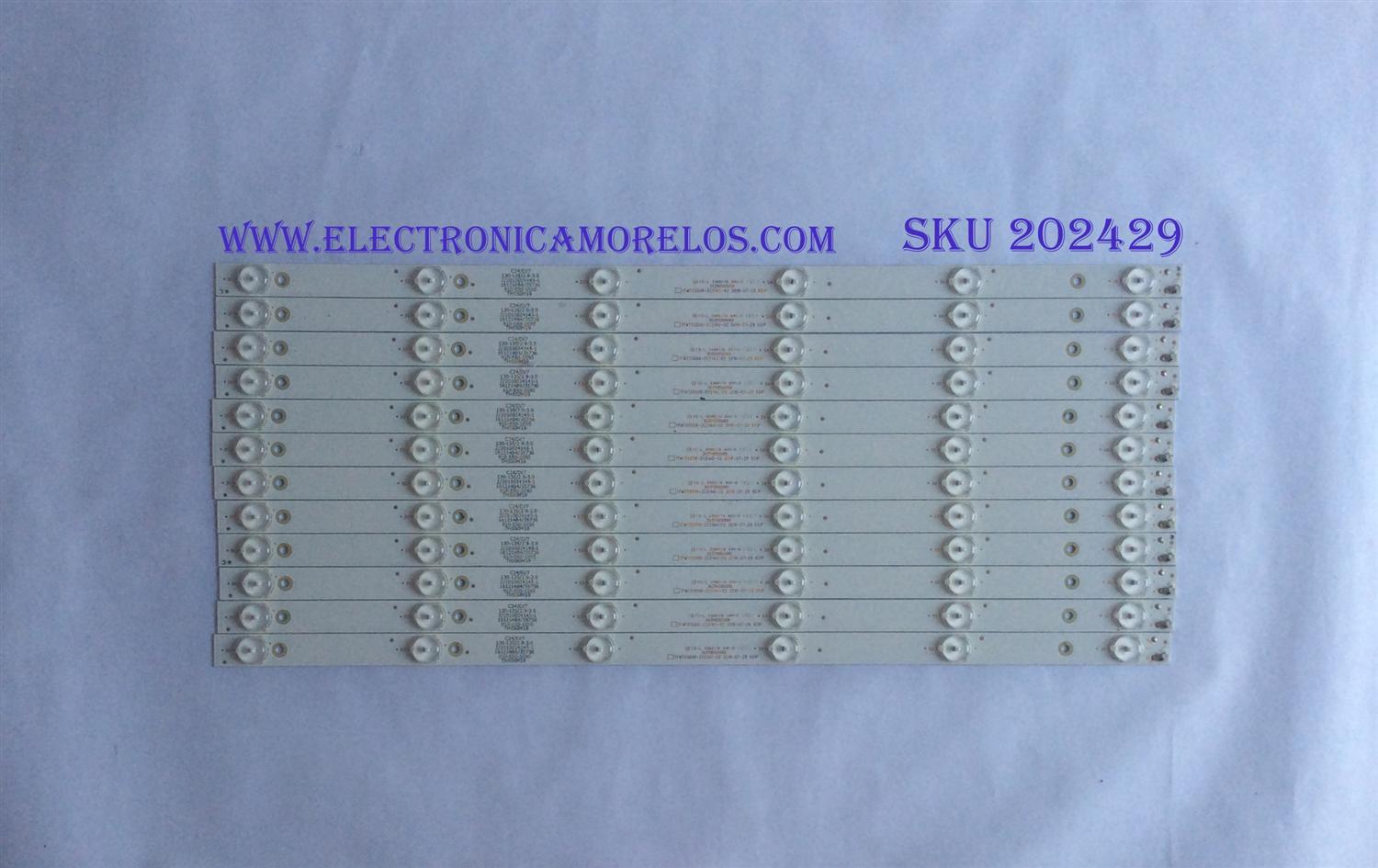  KIT DE LED´S PARA TV WESTINGHOUSE ((12 PIEZAS)) / NUMERO DE PARTE TFMT55D06-ZC21AG-02 / 303TH550069 / TH550M19 / E469119 / PANEL'S T550QVN05 / T550QVN03.0 / T550-DXA-DLED / DISPLAY LSC550FN05-J03 / MODELO WD55UT4490 TW-04441-A055I / TW-04451-N055A