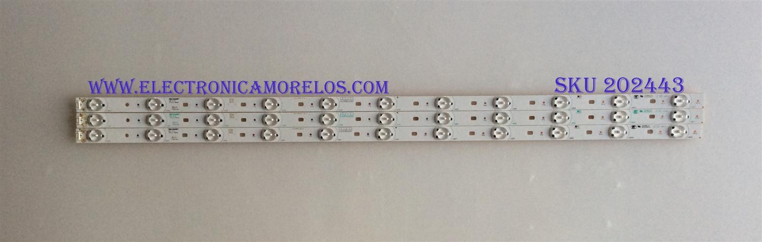 LED PARA TV APEX ((3 PIEZAS INCOMPLETO)) / A002X18WCA / SN-AG-CU / B002X19WCA / PANEL V390HJ1-P02-C1 / MODELO LE3943