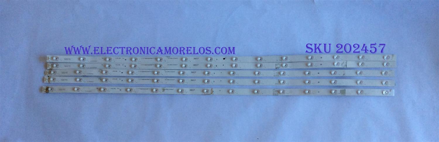 KIT DE LEDS PARA TV HISENSE ORIGINAL 5 PIEZAS / NUMERO DE PARTE IC-A-CNDN55D975 / 1190188 / 1190188 B1 / MHM36N120WKK7 / MHM37N120WKK7 / PANEL HD550S1U51-T0L3 / MODELO 55H8E