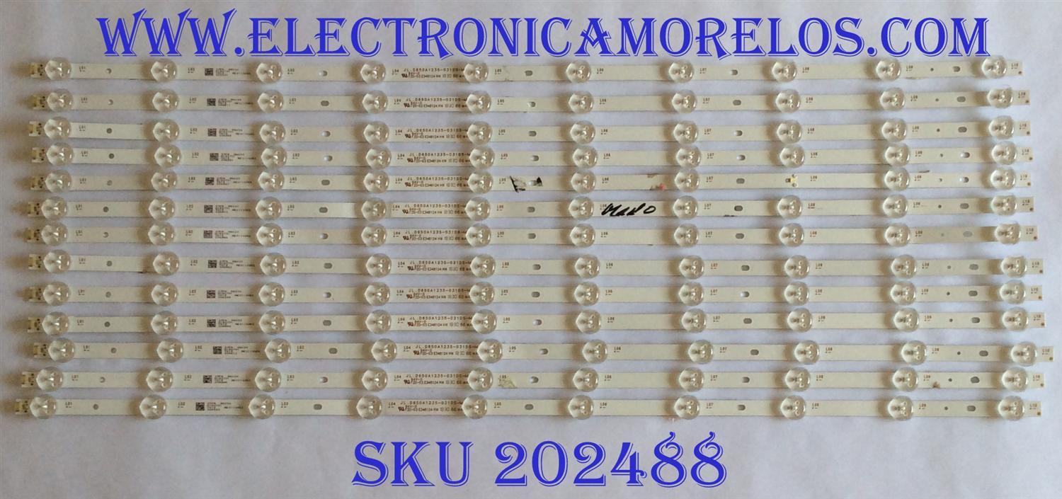 KIT DE LED´S PARA TV NOTA IMPORTANTE : KIT CUENTA ORIGINALMENTE  14 PIEZAS (INCOMPLETO 13 PIEZAS) / RCA AE0110352 / JL.D650A1235-031DS-M / N180731 / PANEL HV650QUB-N9D / MODELO RNSMU6536