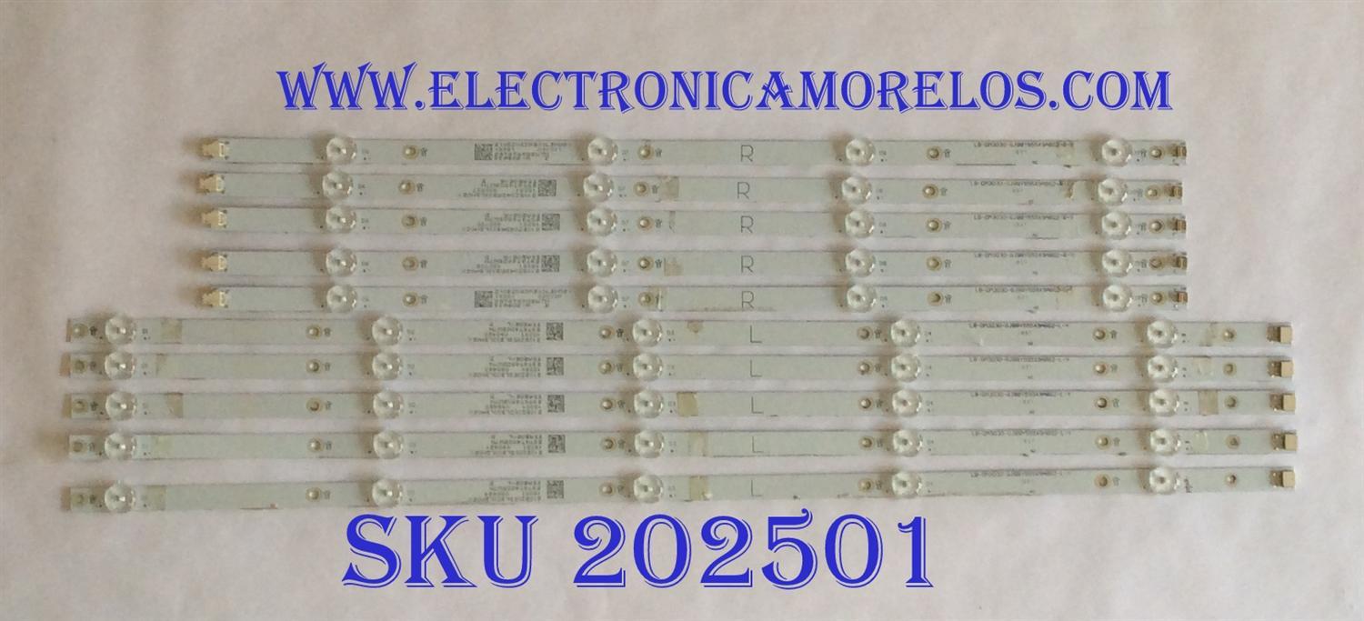 KIT DE LED`S PARA TV  INSIGNIA  (10 PIEZAS) LB-DM3030-GJBBY555X9ABG2-L-Y / LB-DM3030-GJBBY555X9ABG2-R-Y / 29T4T48GBW7N / 210BZ05DLB33LBM02X / 210BZ04DRB33LBM02X / LB-DM3030-GJBBY555X9ABG2-L-H / 55ABG2-L / 55ABG2-R / PANEL TPT550U1 / MODELO NS-55DF710NA19