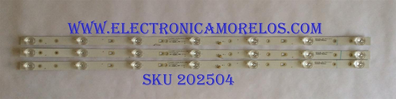 KIT DE LED`S PARA TV (3 PIEZAS) / INSIGNIA 1010219048-2 / LED39D07-ZC23AG-09 / 30339007039 / E493461 / 180426A3 / 39000M69 / C22/D/36 / 130-135/6 / PANEL T390XVN02.0 / MODELO NS-39D310NA19