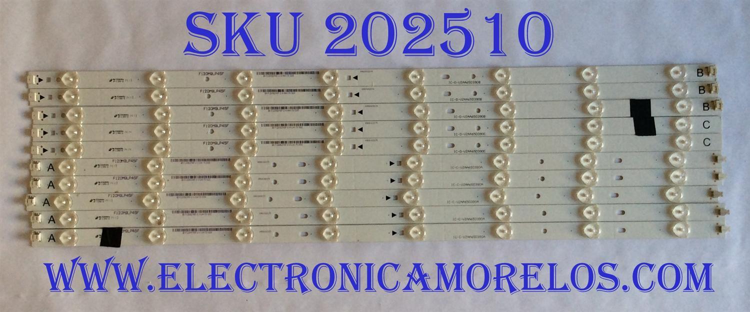 KIT DE LED`S PARA TV ((INCOMPLETO SOLO 10 PIEZAS)) / JVC IC-C-VZAA65D390A / IC-D-VZAA65D390C / IC-D-VZAA65D390B / F120M9LP45F / E306084 / 098101022173 / 098101022174 / BR-F120M9LP45F-2-4-L11-75 / 098101022175 / PANEL T650HVN05.0 / MODELO EM65FTR