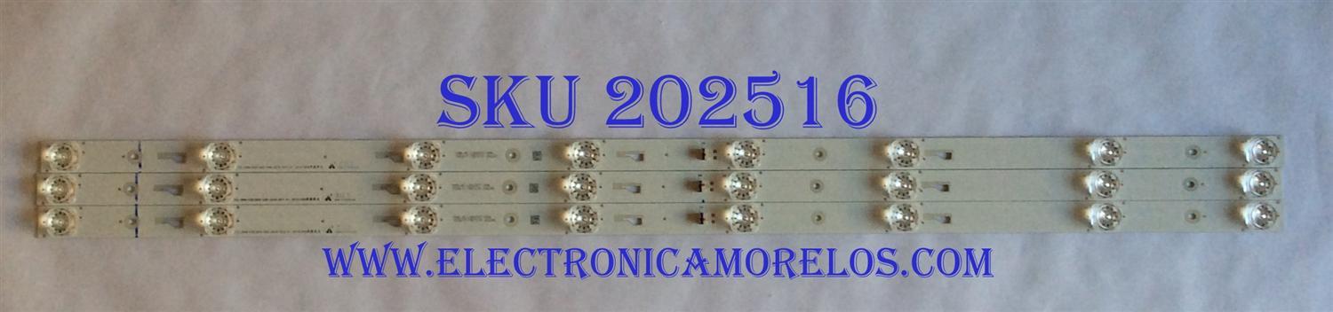 KIT DE LED`S PARA TV (3 PIEZAS) / HITACHI 4C-LB430T-YH4 / 20161009 / 006-P1K3533A / 190817 / TCL-0DM-43D1800-3X8-3030-REV.V1 / 190817-YW7XJY / YHA-4C-LB430T-YH4 / PANEL LVU430LGDX E1 V17 / MODELO 40R80