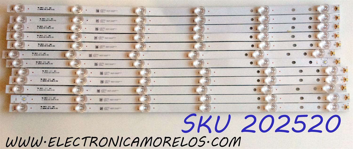 KIT DE LED'S PARA TV VIZIO (12 PIEZAS) / NUMERO DE PARTE JL.D65061330-324AS-M / JL.D65061330-324AS-M_V02 / 344761000359000 / 70401-00505 / 17AC530 / PANEL BOEI650WQ1 / MODELOS D65X-G4 / D65-F1 / V655-H4 / D65X-G4 LHBFXVAU/D65X-G4 LHBFXVBU/D65X-G4 LHBFXVCU