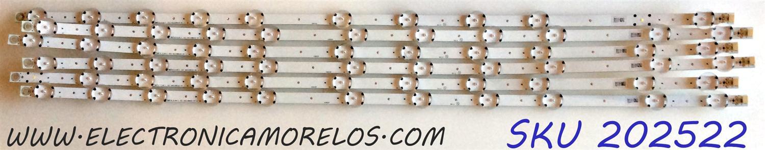 KIT DE LED`S PARA TV (6 PIEZAS) / PHILIPS UDULEDWRE002 / 65W11S1P / UQA26Ha0A / URC26HZ0A/ UDULEDWRE002 REV 0.2 D8 / UQA2 / 6Ha0A / URC2 / 6HZ0A / PANEL UBD85XG / MODELO 65PFL5603/F7