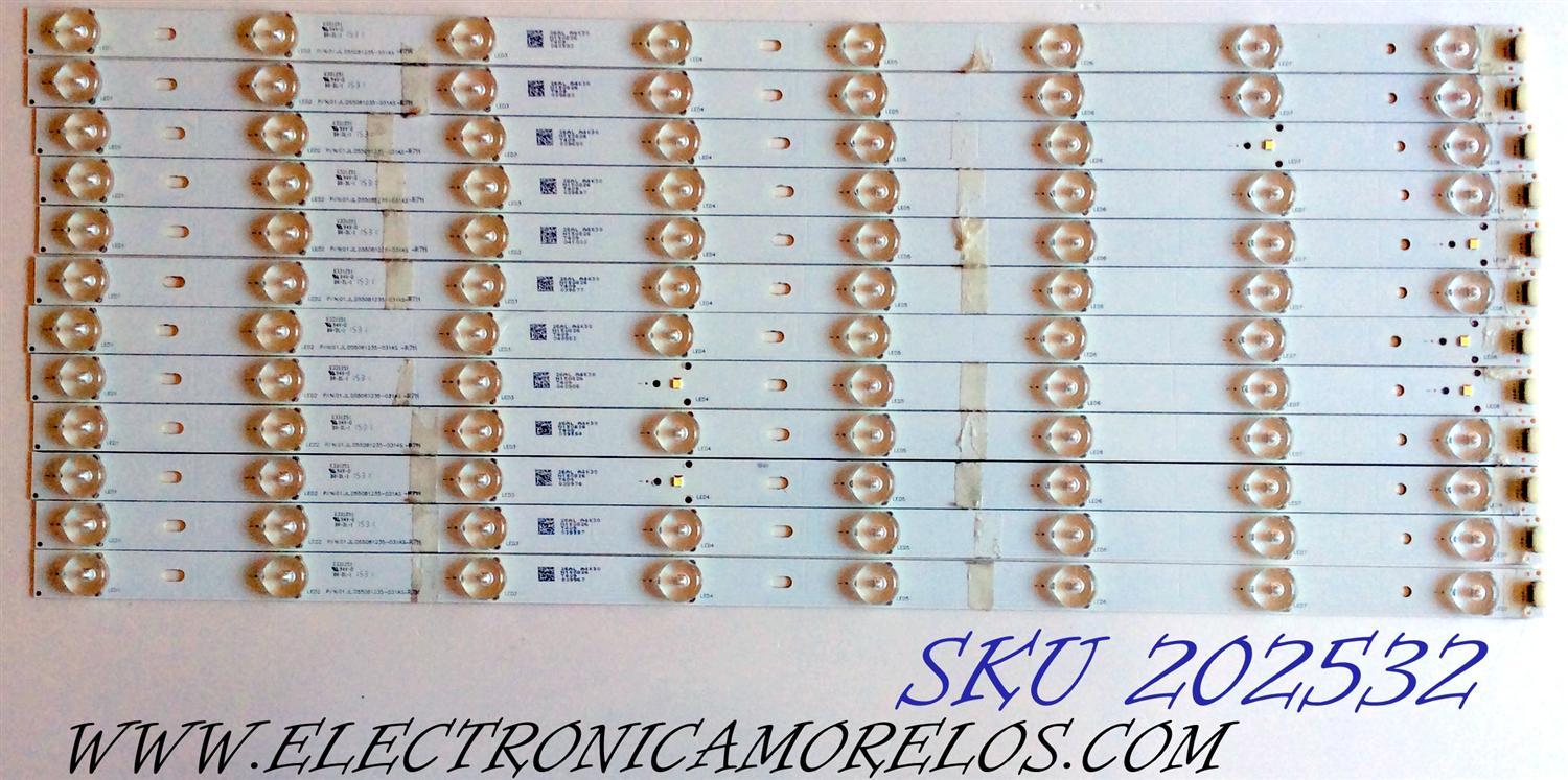 KIT DE LED`S PARA TV (12 PIEZAS) / RCA 01.JL.D55081235-031AS-R7N / JL.D55081235-031AS / E331251 / N150826 / PANEL LSC550FJ06-12V / MODELO LED55G65RQ