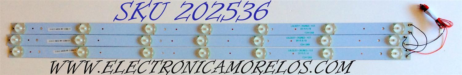 KIT DE LED´S PARA TV (3 PIEZAS) / AVERA LGL3237-3528ES-103 / C241269 / 151012-A0K30-WY-5108A-A / PANEL ST3151A04-8 / MODELO 32AER10