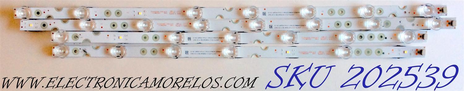 KIT DE LED´S PARA TV (4 PIEZAS) / TCL 180912 / 1.14.HBMD550003 / 1.14.HBMD550002 / 4C-LB5507-PF01J / 4C-LB5508-PF01J / 095E-G3-2-SB.D550L04-17327-SL2007 / SB.D550R04-17328 / PANEL LVU550NDEL SJ9W01 / MODELOS 55S423 / 55S425LFBA
