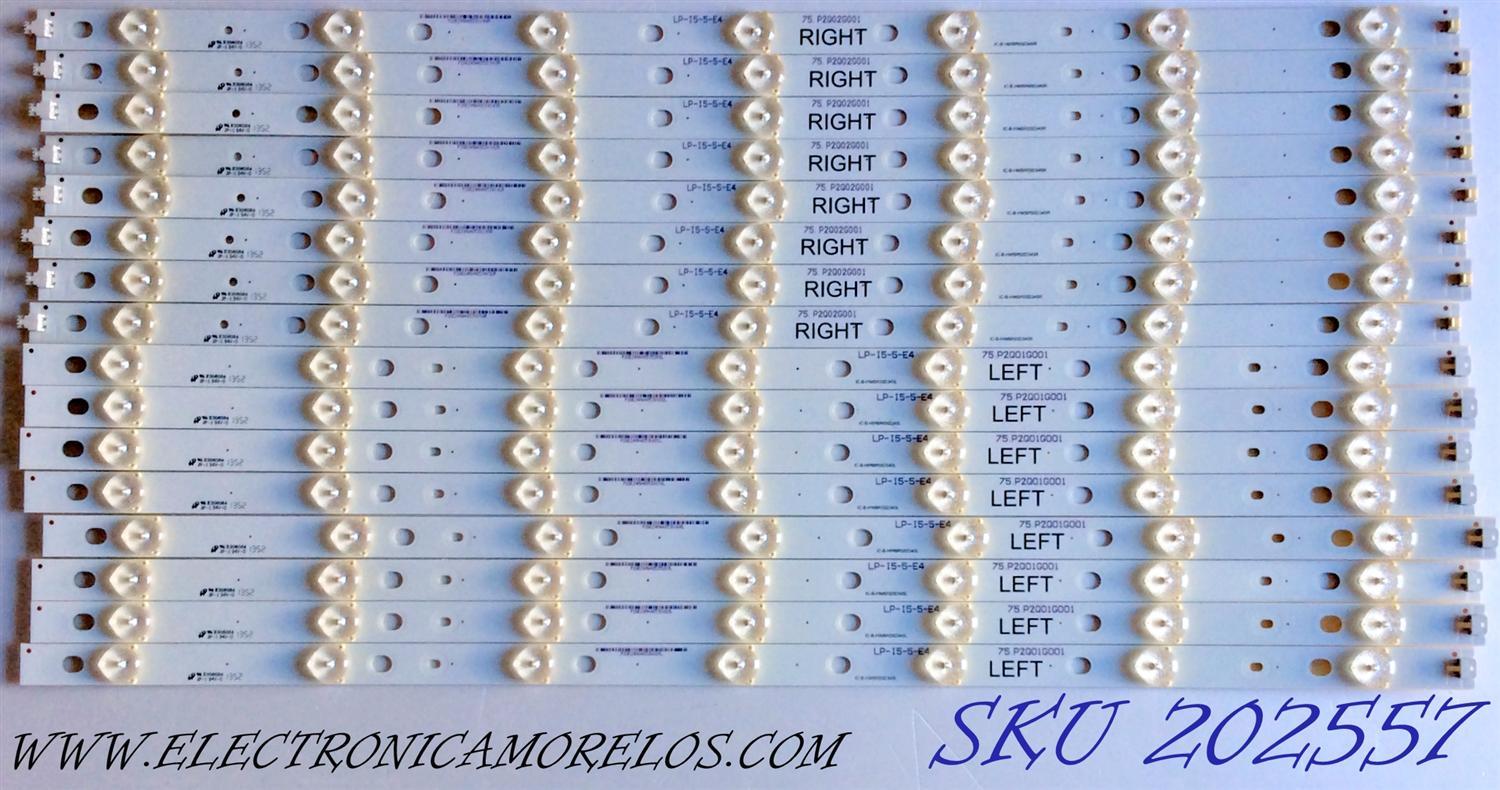 KIT DE LED´S PARA TV (16 PIEZAS) / PANASONIC IC-B-HWBR55D345 / IC-B-HWBR55D345R / IC-B-HWBR55D345L / 75.P2Q01G001 / 75.P2Q02G001 / LP-I5-5-E4 / P2QE24MA4853 / PANEL PAV5533-01 / MODELO TC-55AS530U