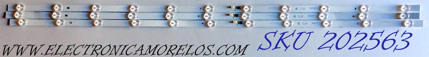 KIT DE LED´S PARA TV (3 PIEZAS) / TCL IC-A-VZAA43DA11 / 09810100K116 / E466169 / BC1C-SCCT-2-3-659-16  / PANEL LVU550 / MODELO 55S423