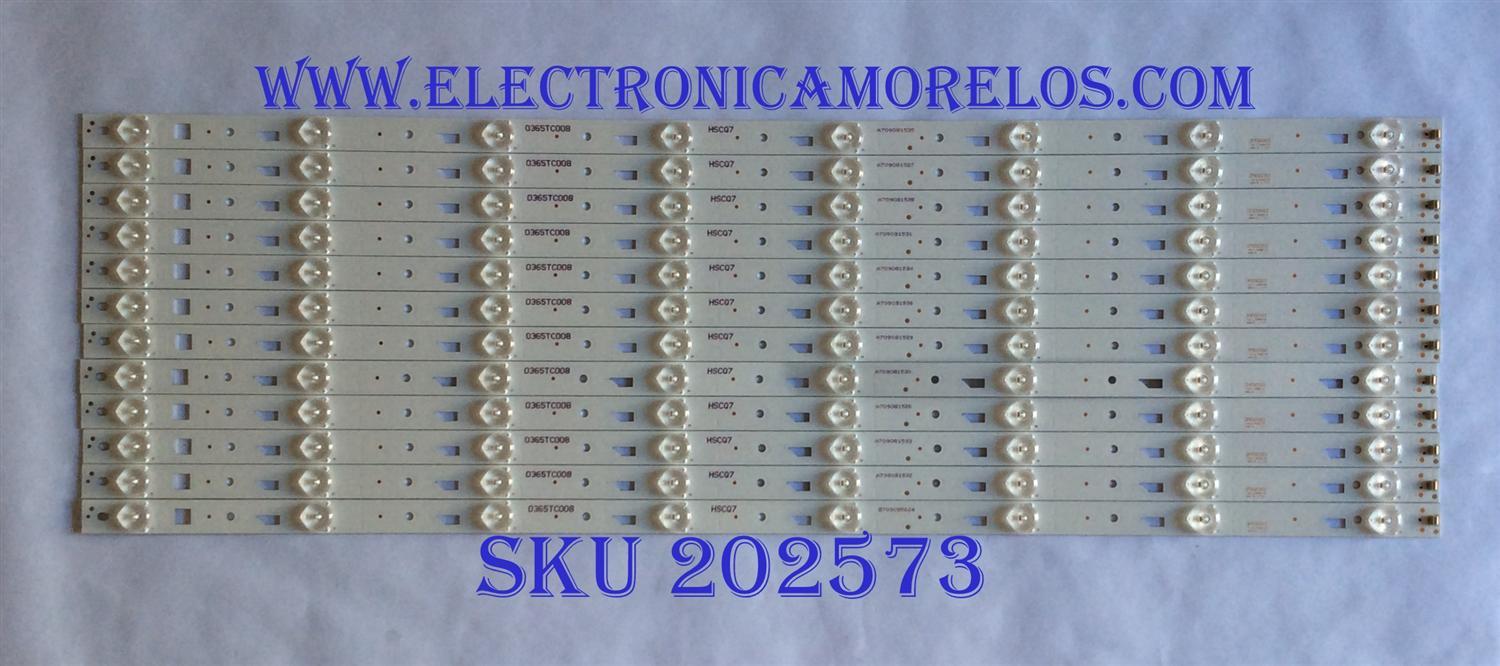 KIT DE LED'S PARA TV RCA (12 PIEZAS) / 0365TC008 / 3P65XC003 / 3P65XC004 / HSCQ7 / PANEL C650U17-E68-5 / MODELO RTRU6527-US