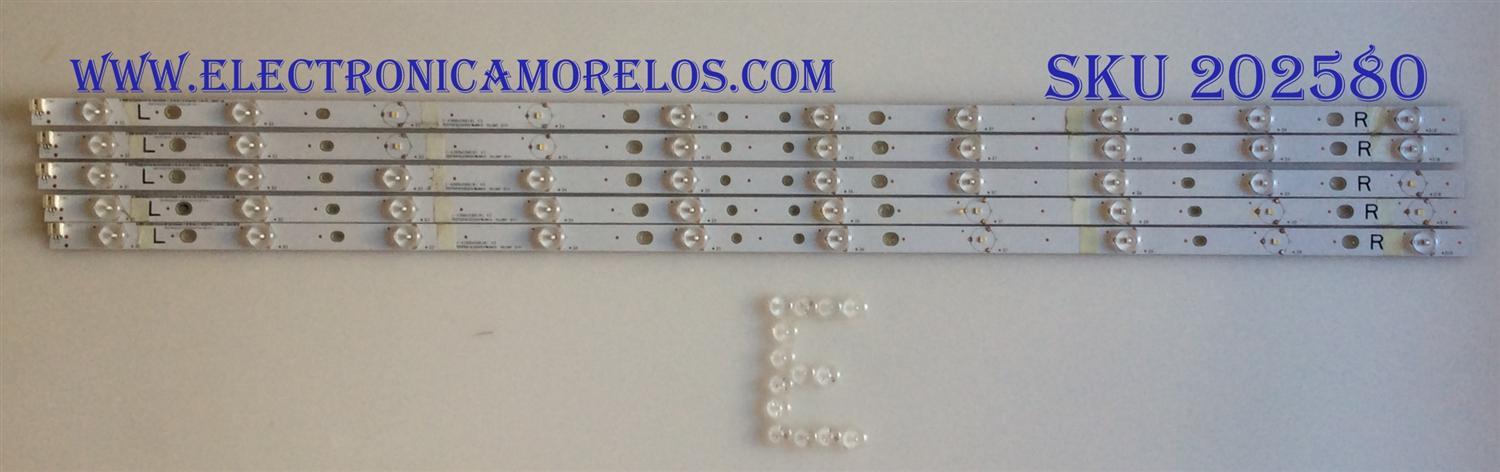 KIT DE LED´S PARA TV VIZIO (5 PIEZAS) / I-4300WS80101 V3 / TEST001E330254 / MODELO D43-D2 LWZ2ULDS