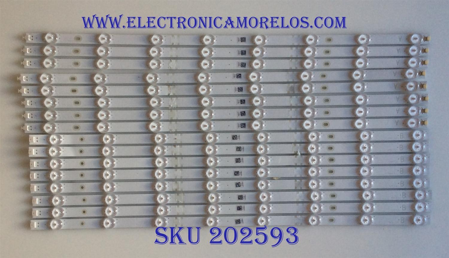 KIT DE LED´S PARA TV VIZIO (16 PIEZAS)(AZULES) /  YFPBC-1E355813 / LB55149  V0_01 / LB55149  V1_01 / 09810108DH07 / 09810108DH03 / PANEL T550QVN05.D / MODELO M557-G0