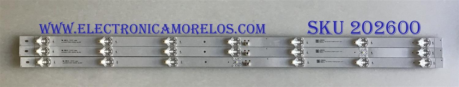 KIT DE LED´S PARA TV ELEMENT (3 PIEZAS) / LB-C400U17-E5F-S-G71-JF1 / JL.D40071330-002AS-M_V02 / 17BD530 / PANEL C400U18-E5F-S / MODELO E4SC4018RKU