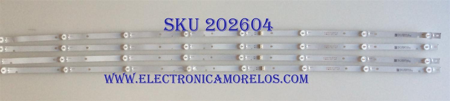 KIT DE LED´S PARA TV SKYWORTH (4 PIEZAS) / JL.D49081330-001FS-M / YAL13-00830300-18 / T308  /  N180202 / C5    170-175 / PANEL SDL49WY(LDO-612) / MODELO 49"