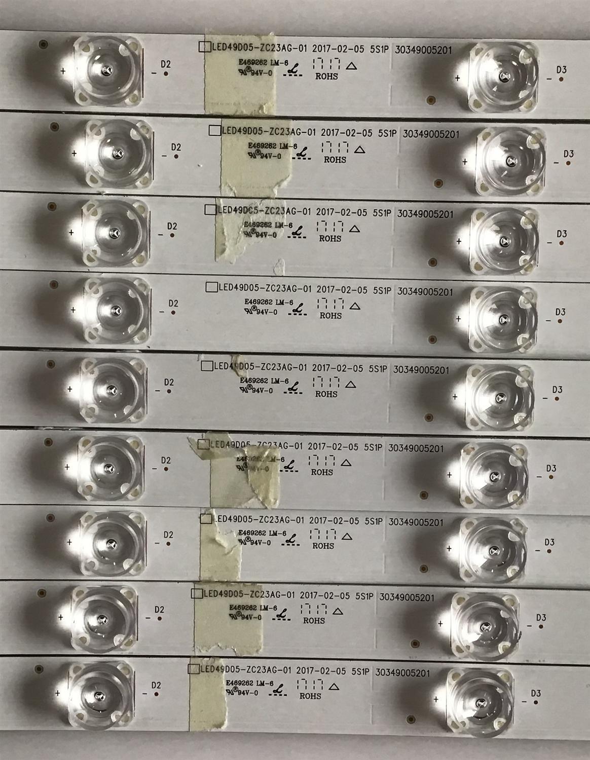 KIT DE LED'S PARA TV JVC (9 PIEZAS) / 30349005201 / LED49D05-ZC23AG-01 / PANEL LSC490FN02-W / MODELOS LT-49MA770 / LT-49MA877 - Imagen 3