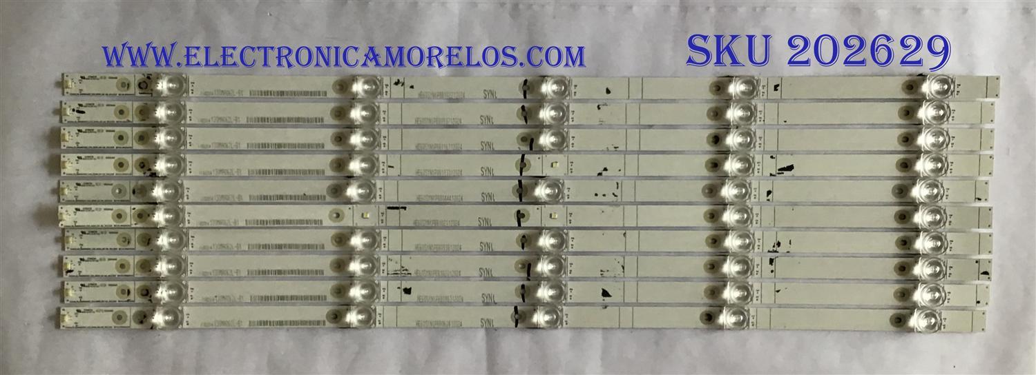KIT DE LED´S PARA TV HISENSE(10 PIEZAS)/1182314/HISENSE_60_HD600N3U22_11X5_3030C_D6T-2D1_W15_55S1P/HE60SYNTP88102012024/PANEL HD600N3U22-L2/MODELO 60R6E/60DU6070/NOTA IMPORTANTE:KIT CUENTA ORIGINALMENTE DE 11 PIEZAS ((INCOMPLETO SOLO 10 PIEZAS))