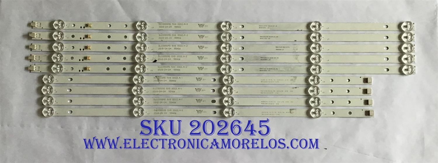 KIT DE LED´S PARA TV RCA (9 PIEZAS) / 55A06 / DLED55SMD 5X9 0002.A-2 / M204/K4/H / 50201001  16 / PANEL'S LK550RA1A08 / LC546PU2L MODELO RNSMU5536-B ((KIT ORIGINALMENTE CUENTA 10 PIEZAS INCOMPLETO SOLO 9 PIEZAS))