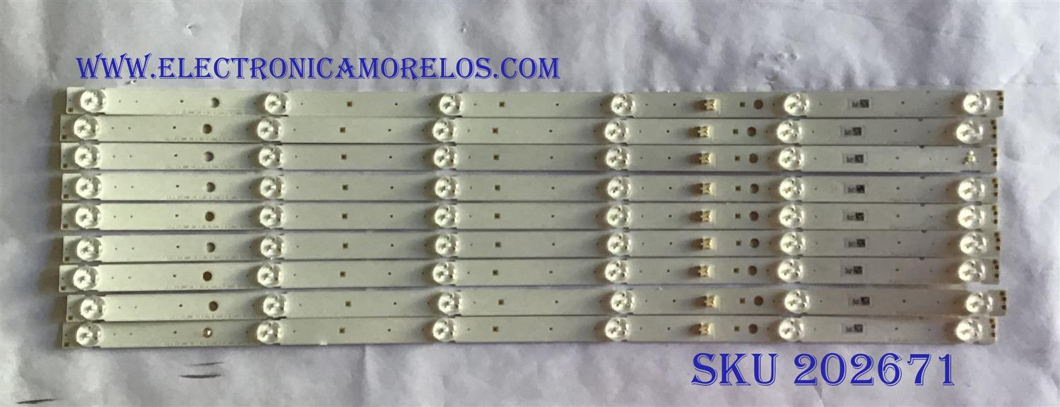 KIT DE LED'S PARA TV SONY ((INCOMPLETO SOLO 9 PIEZAS)) / NUMERO DE PARTE LM41-00727A / L3_L_E5_BWP_S6_1 R1.0_SAN_1.0 / PANEL YM9F055CN001 / MODELO XBR55X800G / XBR-55X800G
