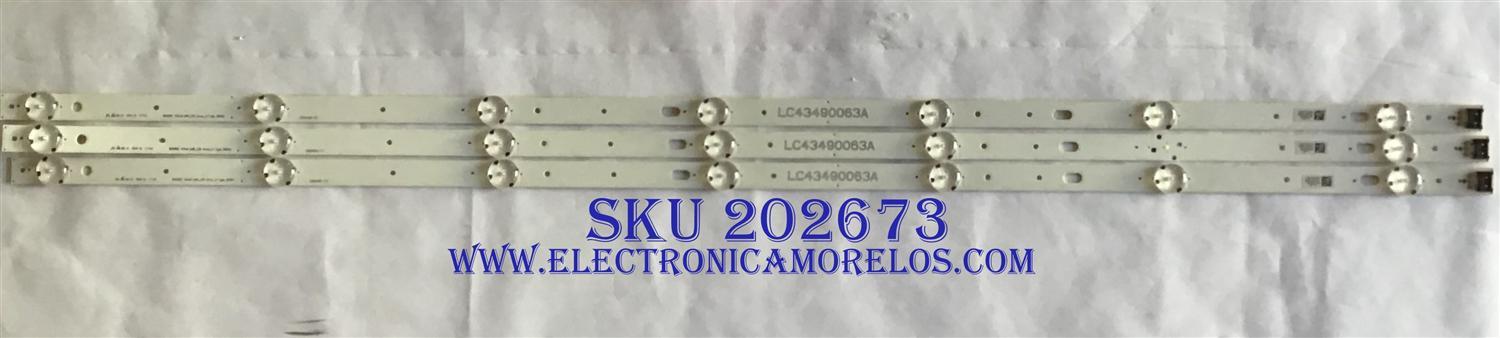KIT DE LED´S PARA TV LG (3 PIEZAS) / LC43490063A / 43INCH UHD_LED Array_A-Type_161024 / PANEL NC430DGG-AAFX3 / MODELO 43UJ6300-UA BUSYLJM - Imagen 1