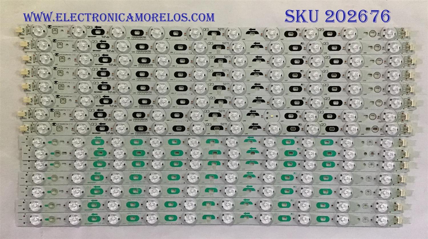 KIT DE LED'S PARA TV SHARP / (45 PIEZAS KIT COMPLETO) / HX-S(I).94V-0 / 5069 / 5070 / 5071 / 5072 / 5073 / 5074 / PANEL R1K800D3GW10 / MODELO 80"