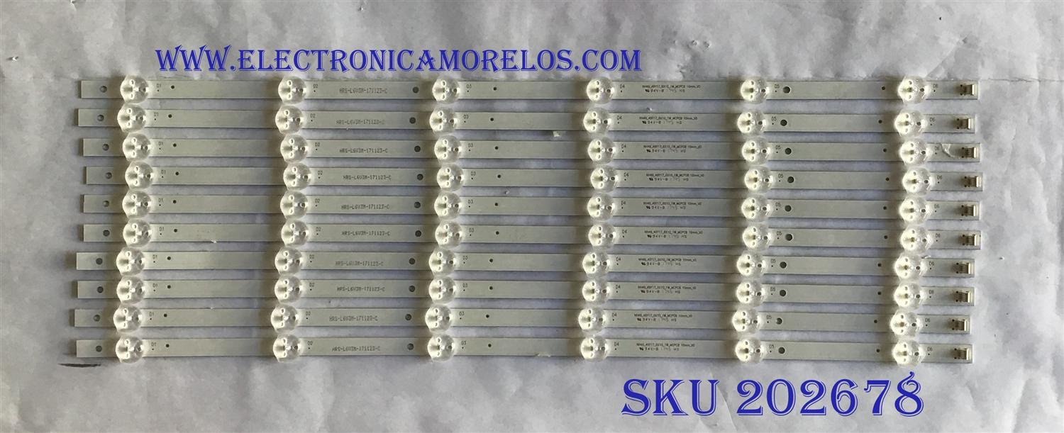 KIT DE LED´S PARA TV SEIKI (10 PIEZAS) / NH49_49Y17_6X10_1W_MCPCB / HRS-L6V3M-171123-C / NH49_49Y17_6X10_1W_MCPCB  10MM_V0 / PANEL LSC49FN02-H03 / MODELO SC-49UK700N