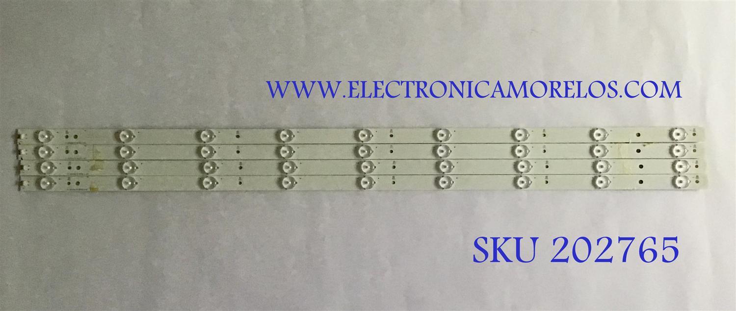 KIT DE LED'S PARA TV INSIGNIA (4 PIEZAS) / LB-F3528-GJ40409-G / 443-J2T45V5AA / PANEL TPT400LA-J6PE1 / MODELO NS-40D510NA15