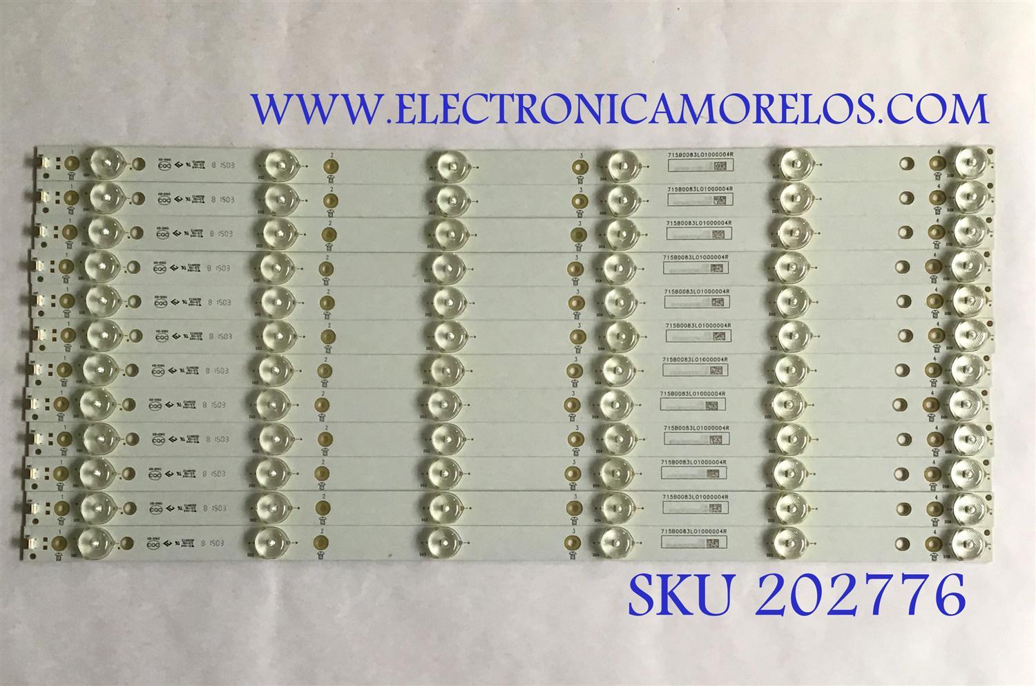 KIT DE LED'S PARA TV (12 PIEZAS) / VIZIO / 71B50083L01000004R / PANEL TPT500J1-HVN04 REV:S17TH / MODELOS E50-C1 LTC6SKAR / E50-C1 LTMWSKAR