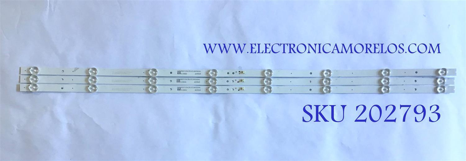 KIT DE LED'S PARA TV ONN (3 PIEZAS) / CRH-BX43K600NS3030T030888P / 205525 / M02Y154J51VC180920AL / PANEL'S CN430CN6210 / HV430FHB-N10 / MODELO ONC18TV001