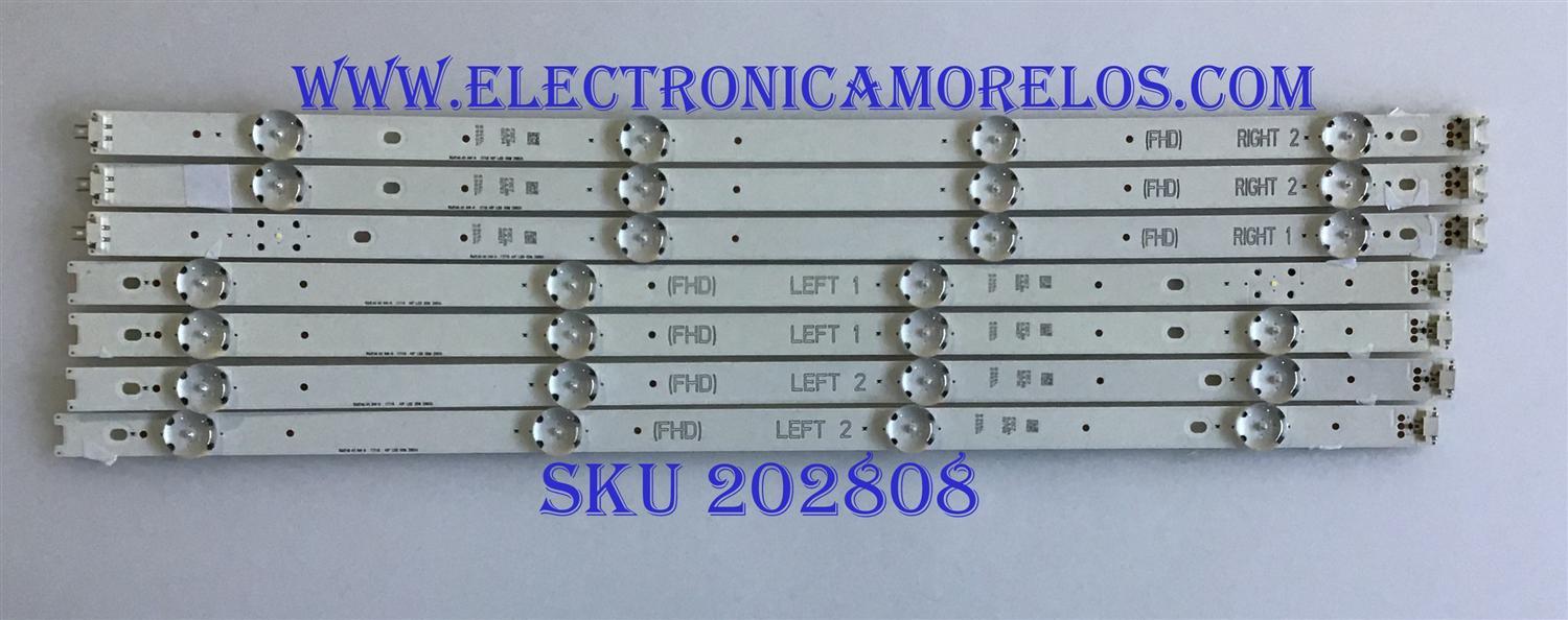 "KIT DE LED'S PARA TV LG / 6916L 2980A / 6916L 2981A / 6916L 2982A / 6916L 2983A / PANEL LC490DUE (FJ)(A1) / MODELO 49LJ510M / NOTA IMPORTANTE : KIT CUENTA ORIGINALMENTE 8 PIEZAS ((INCOMPLETO 7 PIEZAS))	"