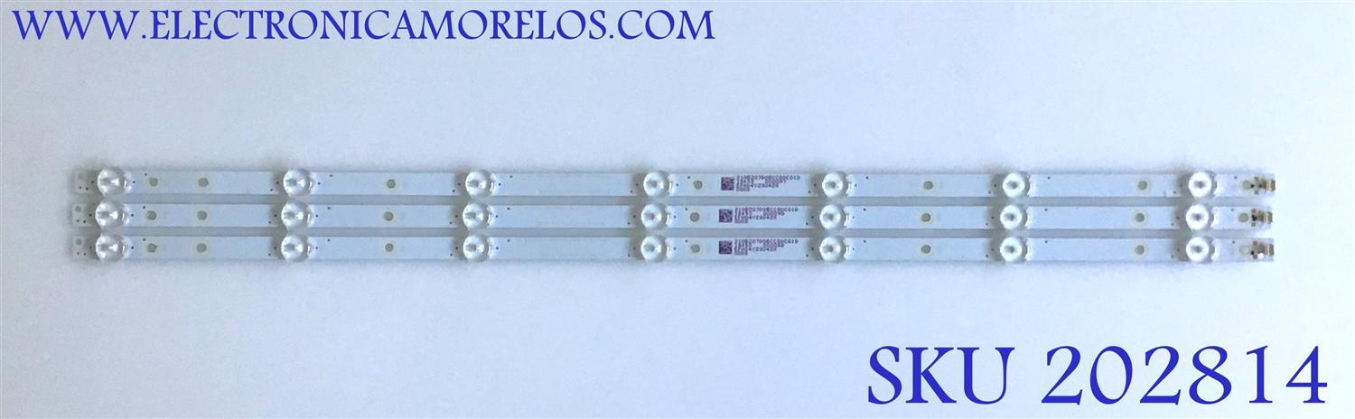 KIT DE LED'S PARA TV VIZIO (3 PIEZAS) / GJ-2K18-VIZIO-320-D307-V2 / 210BZ07D0BCC8DC01D / PANEL TPT320B5-FHBN0.K / MODELO D32F-F1 LTMWVMKU