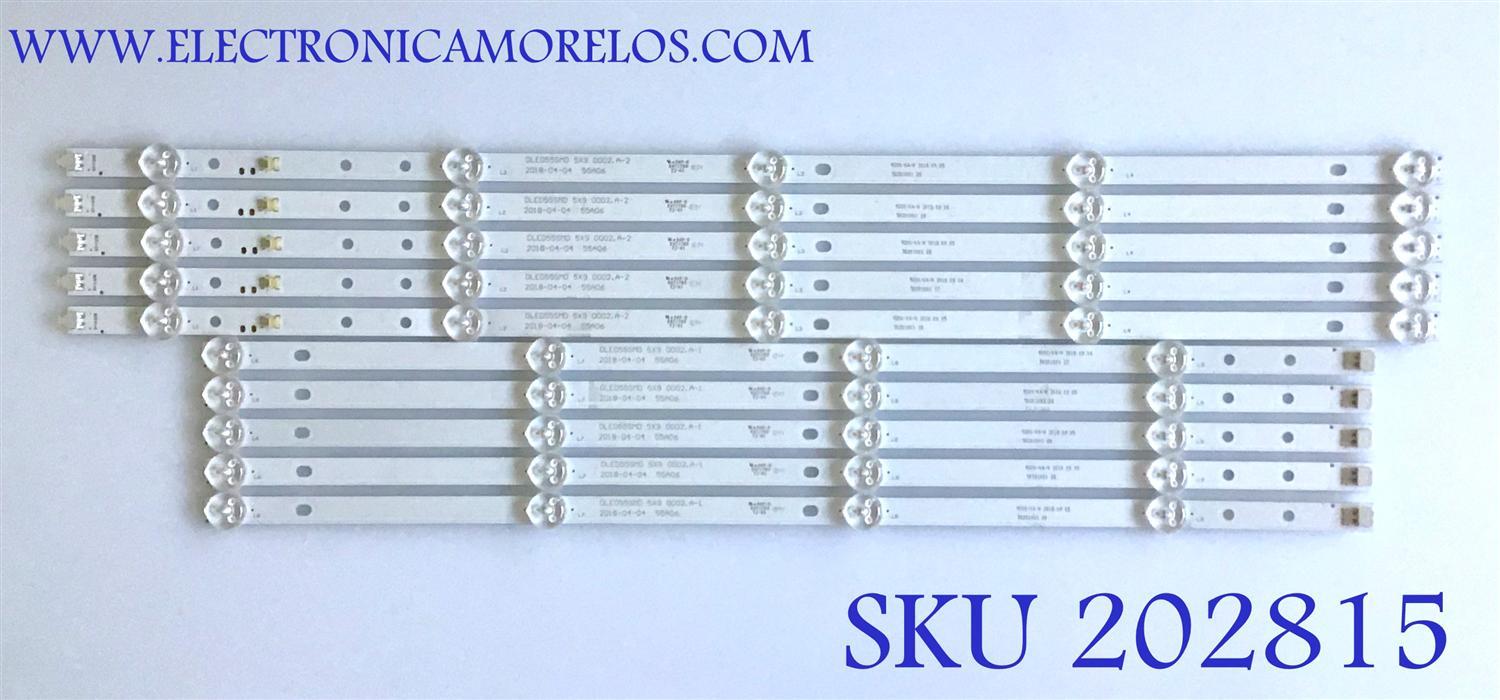 KIT DE LED'S PARA TV RCA (10 PIEZAS) / DLED55SMD 5X9 0002.A-2 / 55A06 / 50201001 / PANEL'S LC546PU2L  / LK550RA1A08 / MODELO RNSMU5536-B