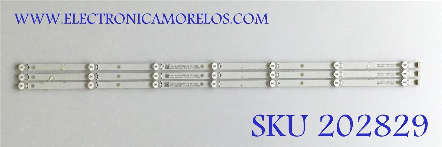 KIT DE LED'S PARA TV KEYSMART (3 PUIEZAS) / YAL13-00730300-18 / MS-L1717 / PANEL V400HJ6-PE1.REV C3 / MODELO KEY40L 4880 4M