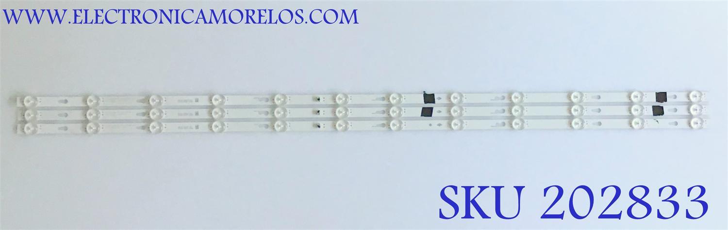 KIT DE LEDS PARA TV HITACHI (3 PIEZAS) / 4C-LB550T-YHT / TCL-ODM-55D1200-3X12-3030-LX20180301 / PANEL LVF550CSDX  / MODELO 55E31