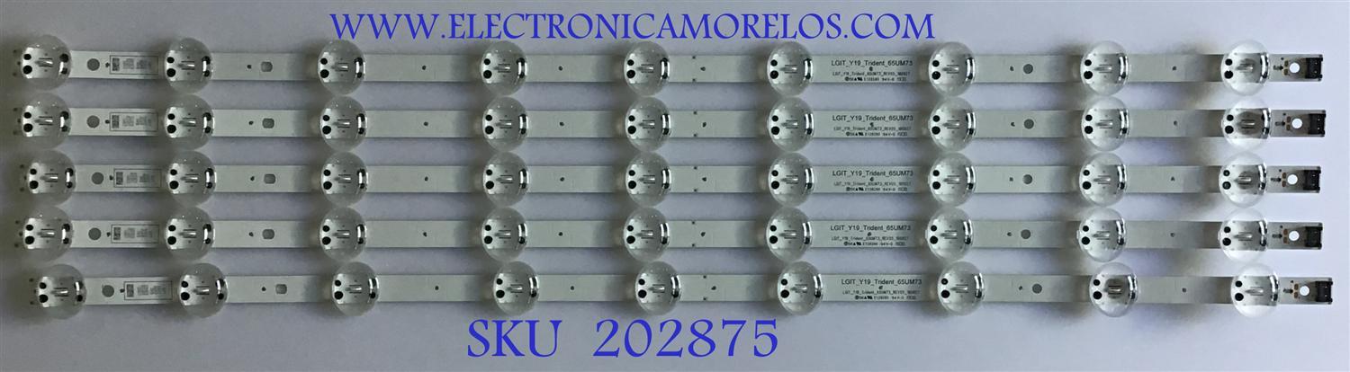 KIT DE LEDS PARA TV LG ( 5 PZ ) / EAV64592101 / LGIT_Y19_TRIDENT_65UM73 / 1A51B / PANEL NC650DQG-AAHX1 / MODELOS 65UM7300AUE / 65UM7300PUA.BUSYDOR