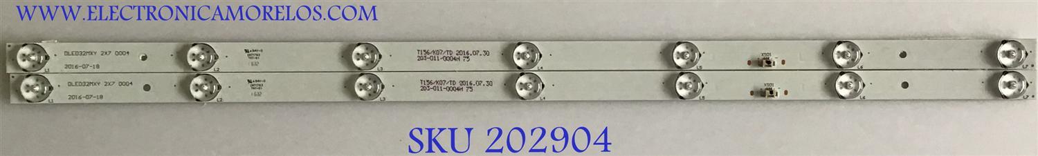 KIT DE LED'S PARA TV POLAROID (2 PIEZAS) / DLED32MXY / DLED32MXY 2X7 0004 / 203/011/0004H / PANEL LC320DXJ(SF)(E1) / MODELO 32GSR3000FC
