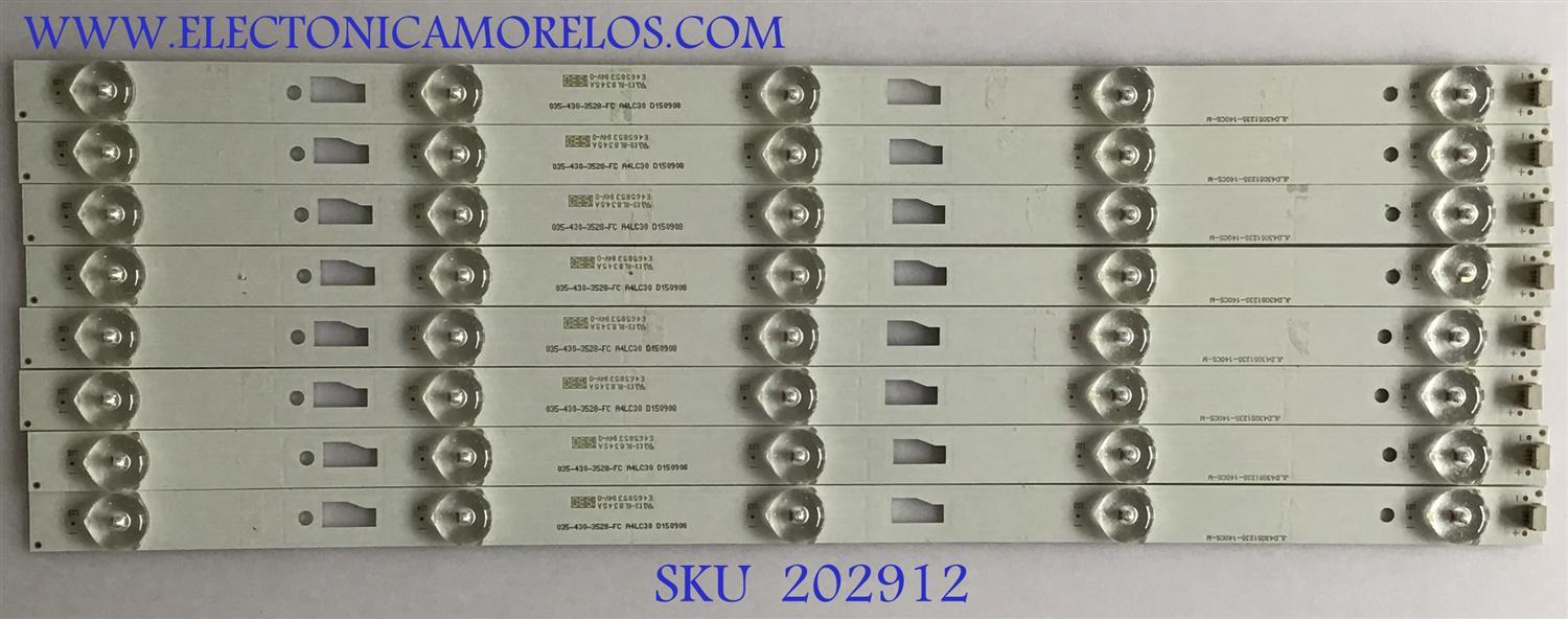 KIT DE LED'S PARA TV HITACHI / 035-430-3528-FC / JL.43051235-140CS-M / PANEL LVF430LGDX E1 V2 / MODELO LE43M109